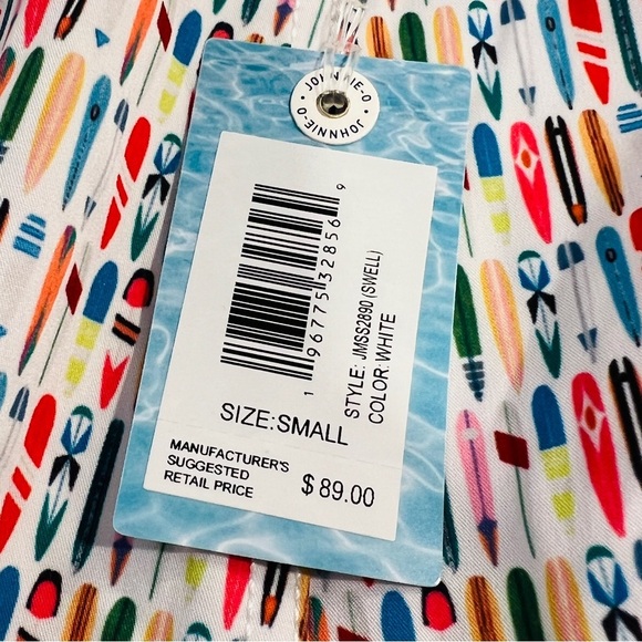 johnnie-O Half Elastic Surf Shorts Swell Small Surf Board Multicolor Print NWT - Picture 3 of 7